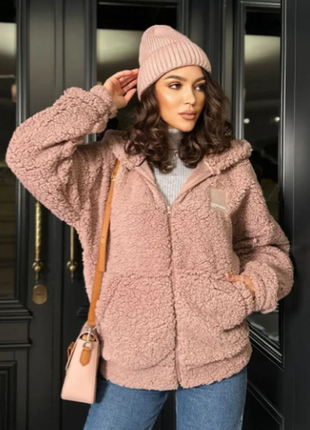 Кофта. куртка с капюшоном тедди 5 цветов 44-48,48-52, 52-56 sin818-648aве