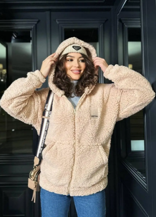 Кофта. куртка с капюшоном тедди 5 цветов 44-48,48-52, 52-56 sin818-648aве