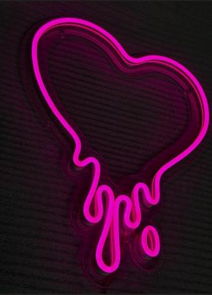Неоновая светодиодная вывеска led "тающее сердце" 39х29см: яркий подарок для влюбленных