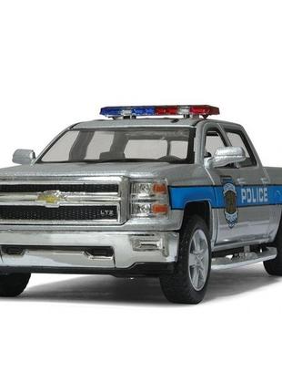 Інерційна машинка "police" chevrolet silverado 2014 kt5381wpr(silver) метал, сірий, масштаб 1:46