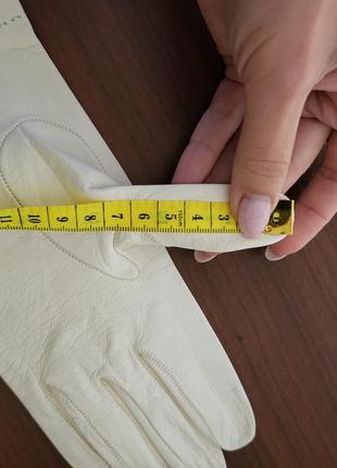 Винтажные белые кожаные женские перчатки 6.5
