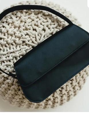 Черная кожаная сумка багет от boorbon