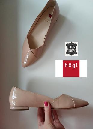 Лакированные кожаные балетки туфли hogl с острым носком натуральная кожа
