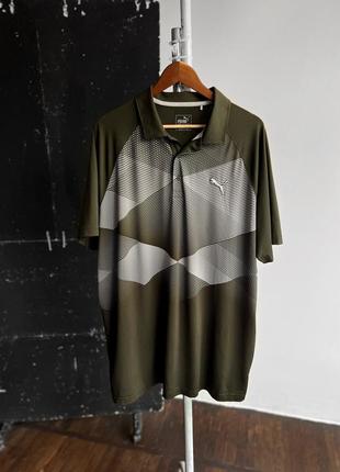 Puma golf mens short sleeve polo shirt green white dry cell поло на короткий рукав