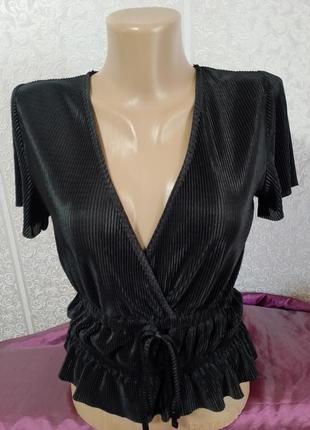 Кофта топ футболка чорна в рубчик