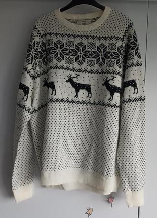 Новогодний джемпер свитер с оленями рхл