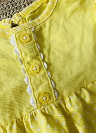 Нежный детский ромпер лимонного цвета в белый горошек 62-682 фото