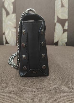 Натуральная кожаная кожаная кожаная сумка сумочка клатч черная7 фото