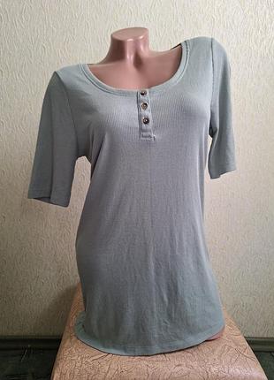 Футболка в рубчик. батник мятный.