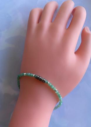 Серебряный браслет из изумруда «модный стиль»2 фото