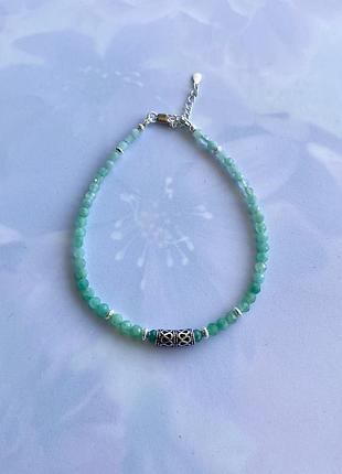 Серебряный браслет из изумруда «модный стиль»4 фото