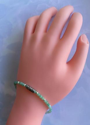 Серебряный браслет из изумруда «модный стиль»5 фото
