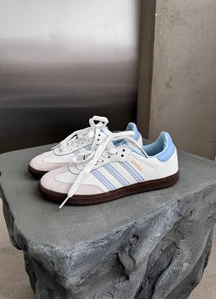 Adidas samba white light blue женские кроссовки адидас самба