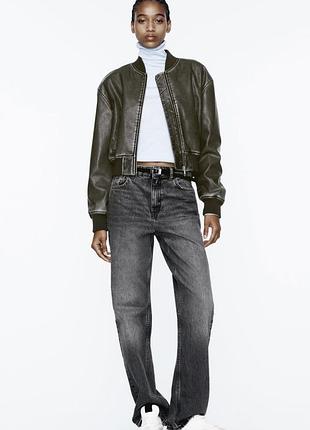 Бомбер zara потертий куртка з витертим ефектом2 фото