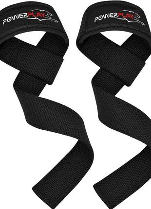 Лямки для тяги powerplay 7065 classic lifting gym straps чорні