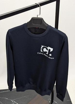 Синій чоловічий світшот з принтом в стилі calvin klein