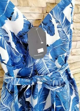 Красива сукня квітковий принт стрейч-катон з поясом вгору з ефектом запаху9 фото
