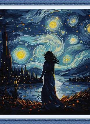 Набір для вишивання за нанесеною на канву схемою "look at the stars".aida 14ct printed , 47*47 см
