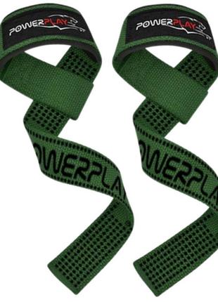 Лямки для тяги powerplay 7064 lifting gym straps зелені