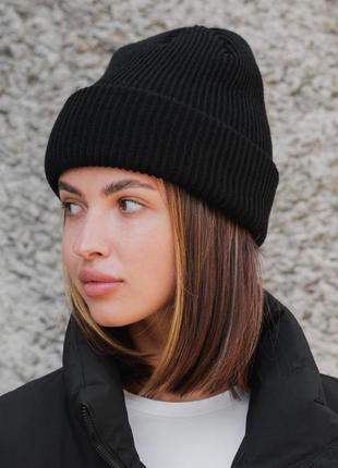 Удлиненная трикотажная шапка бини докер without dominic black woman