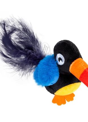 Іграшка для котів тукан зі звуковим чипом gigwi melody chaser, текстиль, перо, 10 см