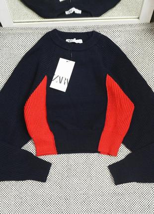 Новый сине красный свитер zara