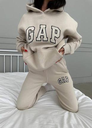 Женский спортивный костюм логотип gap, теплый на флисе