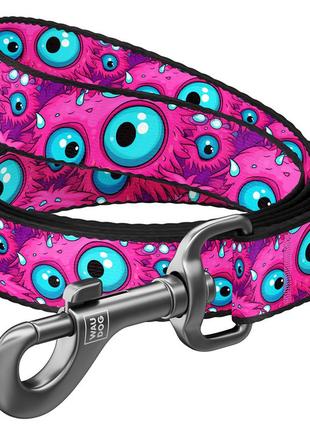 Повідець для собак нейлоновий waudog nylon, малюнок "око монстра", s, ш 15 мм, дов 200 см