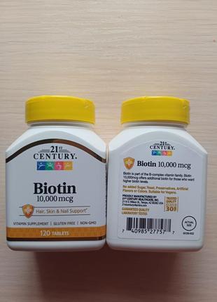 Біотин биотин biotin , 10000 мкг, 120 таблеток,  iherb usa 21 century