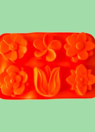 Форма силиконовая кондитерская для выпечки печенья и десертов цветы 6 штук 26*16 cm variomarket