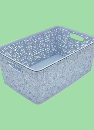 Кошик пластиковий без кришки ажур tuffex 8204 ящик для зберігання речей контейнер 40*27 cm h 17 cm 17 л variomarket