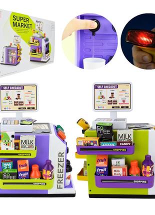 Игровой набор супермаркет 668-136/137 батар. микс 2 вида, свет, звук, 46 деталей, стойка, касса, деньги, аксес