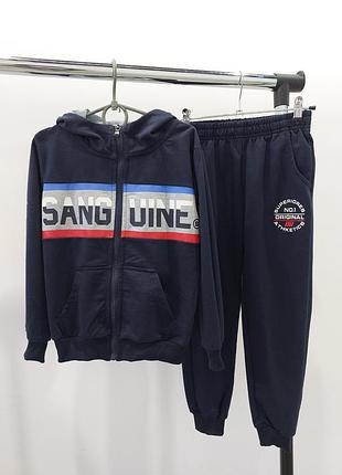 Детский трикотажный костюм двойка двунитка спортивные повседневные костюмы на замке для физкультуры на 7-9лет