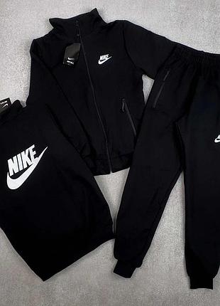Костюм nike чорний дитячий підлітковий міський комір-стійка спортивні костюми найк-двійка дитячий світ