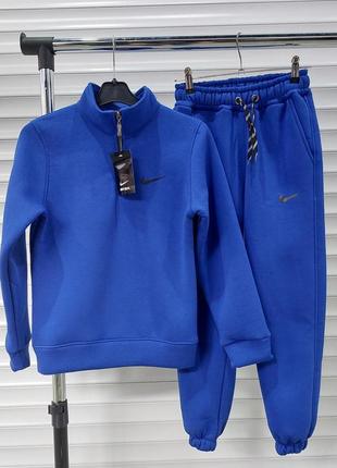 Теплый детский спортивный костюм найк двойка флис для мальчика подростковые трикотажные костюмы nike 10-15лет