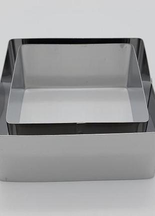 Металева кондитерська форма для випічки і збірки тортів в наборі 2 штуки квадрат d 8/11 cm h 4 cm variomarket