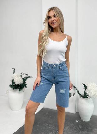 З потертостями і без рвані короткі довгі джинсові шорти джинси цупкі котонові висока посадка бермуди бриджі оверсайз по фігурі облягаючі широкі прямі