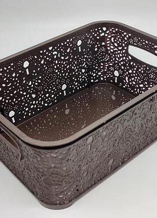 Корзина пластиковая с крышкой ажур elif №374 ящик для хранения вещей контейнер 28*20 h...