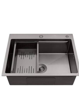 Кухонна мийка kroner krp schwarze - 6350hm pvd (3.0/1.0 мм)
