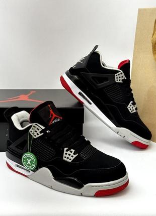 Кроссовки nike air jordan retro 4 (black/red)