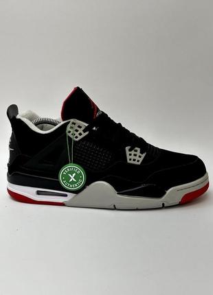 Кросівки nike air jordan retro 4 (black/red)5 фото