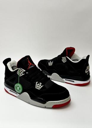 Кросівки nike air jordan retro 4 (black/red)7 фото