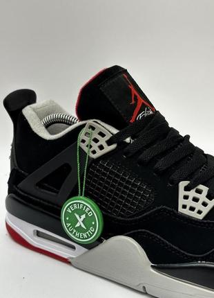 Кросівки nike air jordan retro 4 (black/red)2 фото