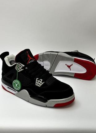 Кросівки nike air jordan retro 4 (black/red)9 фото