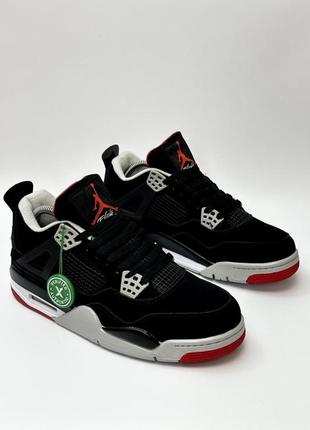 Кроссовки nike air jordan retro 4 (black/red)8 фото