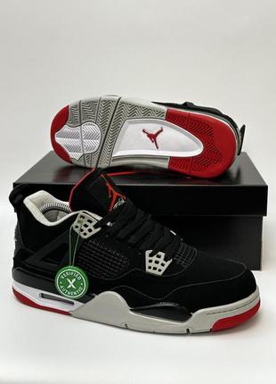 Кросівки nike air jordan retro 4 (black/red)3 фото