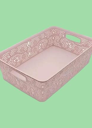 Кошик пластиковий без кришки ажурtuffex 8203 ящик для зберігання речей контейнер 42*27 cm h 11 cm 10 л variomarket