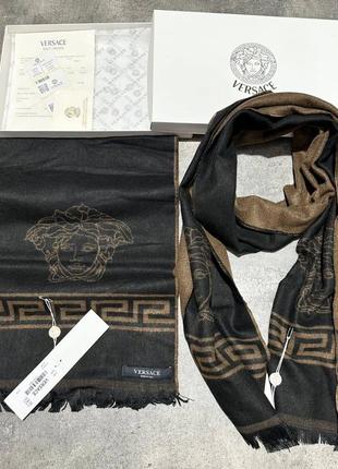 Мужской брендовый шарф с кашемиром в подарочной упаковке