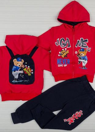 Красивые яркие осенние детские комплекты для прогулки и физкультуры, хороший красный костюм для мальчика 7-8л
