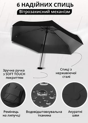 Карманный мини зонт в футляре сумочке черный